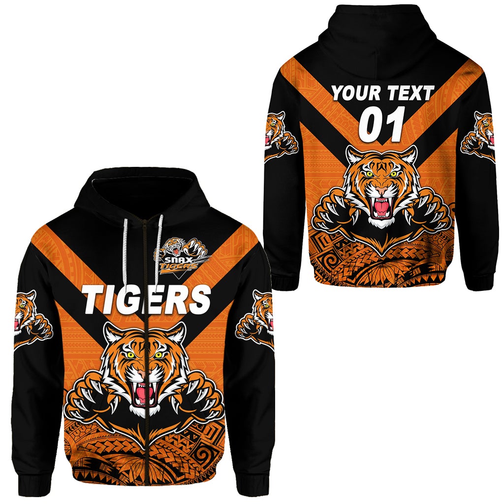 Custom Papua New Guinea Lae Snax Tigers Zip Hoodie Rugby Original Style Orange, Custom Text And Number LT8 - Wonder Print Shop