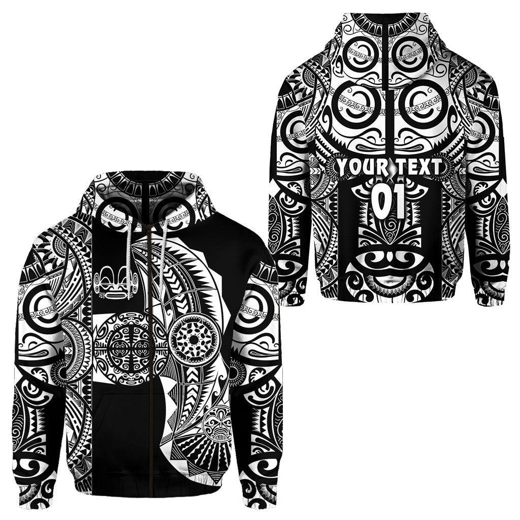 Custom Marquesas Islands Zip Hoodie Marquesan Tattoo Original Style Black LT8 - Wonder Print Shop