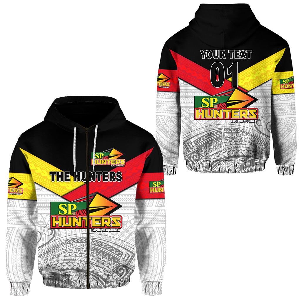 Custom Papua New Guinea SP Hunters Zip Hoodie Rugby Original Style White, Custom Text And Number LT8 - Wonder Print Shop