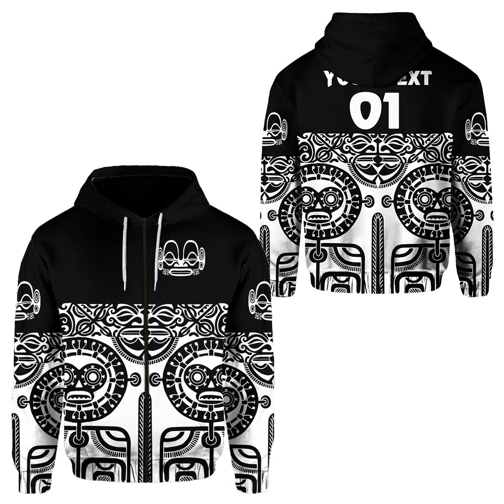 Custom Marquesas Islands Zip Hoodie Marquesan Tattoo Special Style Black LT8 - Wonder Print Shop