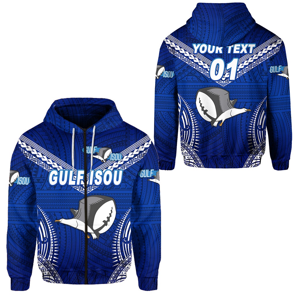 Custom Papua New Guinea PRK Gulf Isou Zip Hoodie Rugby Original Style Blue, Custom Text And Number LT8 - Wonder Print Shop