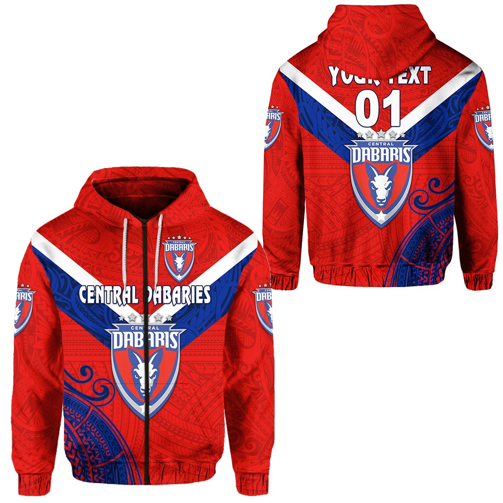 Custom Papua New Guinea Central Dabaries Zip Hoodie Rugby Red, Custom Text And Number LT8 - Wonder Print Shop