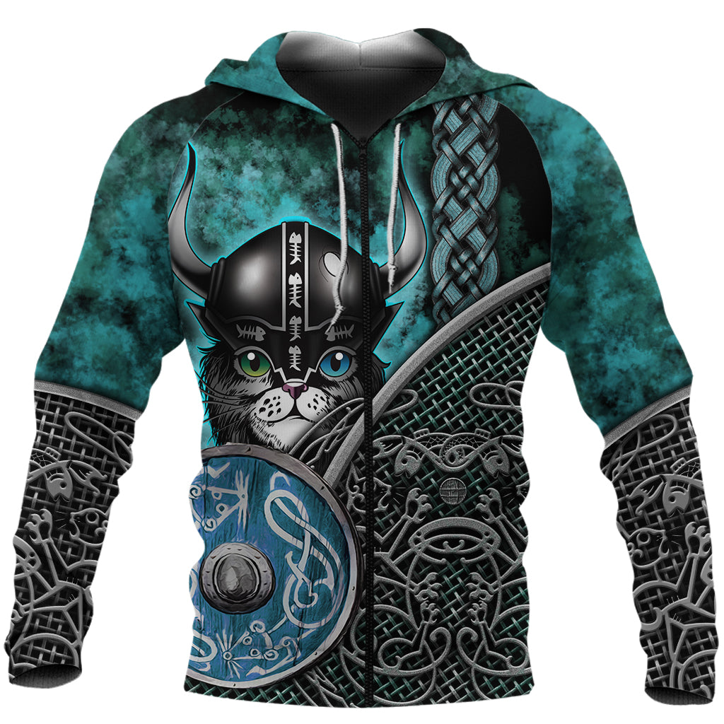 Viking Clothing Viking Cat 3D Zip Hoodie RLT12 - Wonder Print Shop