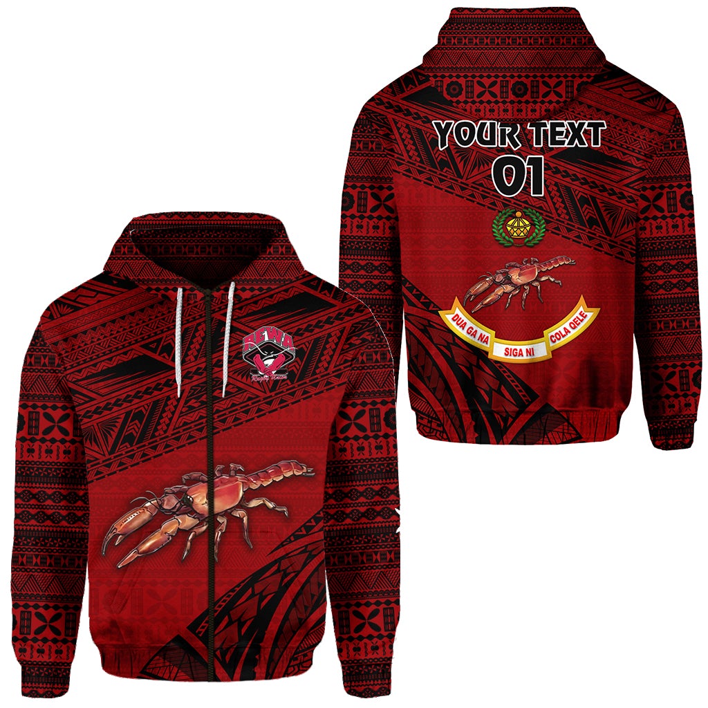 Custom Fiji Rewa Rugby Union Zip Hoodie Special Version Red NO.1, Custom Text And Number LT8 - Wonder Print Shop