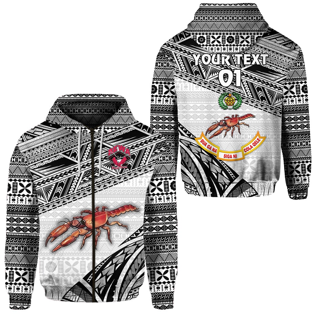 Custom Fiji Rewa Rugby Union Zip Hoodie Special Version White, Custom Text And Number LT8 - Wonder Print Shop