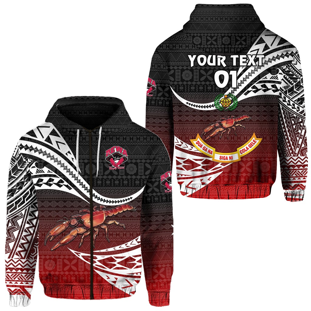 Custom Fiji Rewa Rugby Union Zip Hoodie Unique Version Red, Custom Text And Number LT8 - Wonder Print Shop