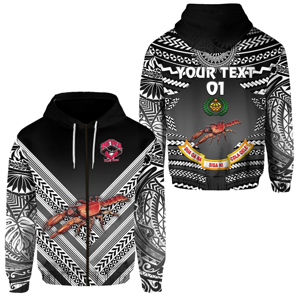 Custom Fiji Rewa Rugby Union Zip Hoodie Creative Style Black, Custom Text And Number LT8 - Wonder Print Shop