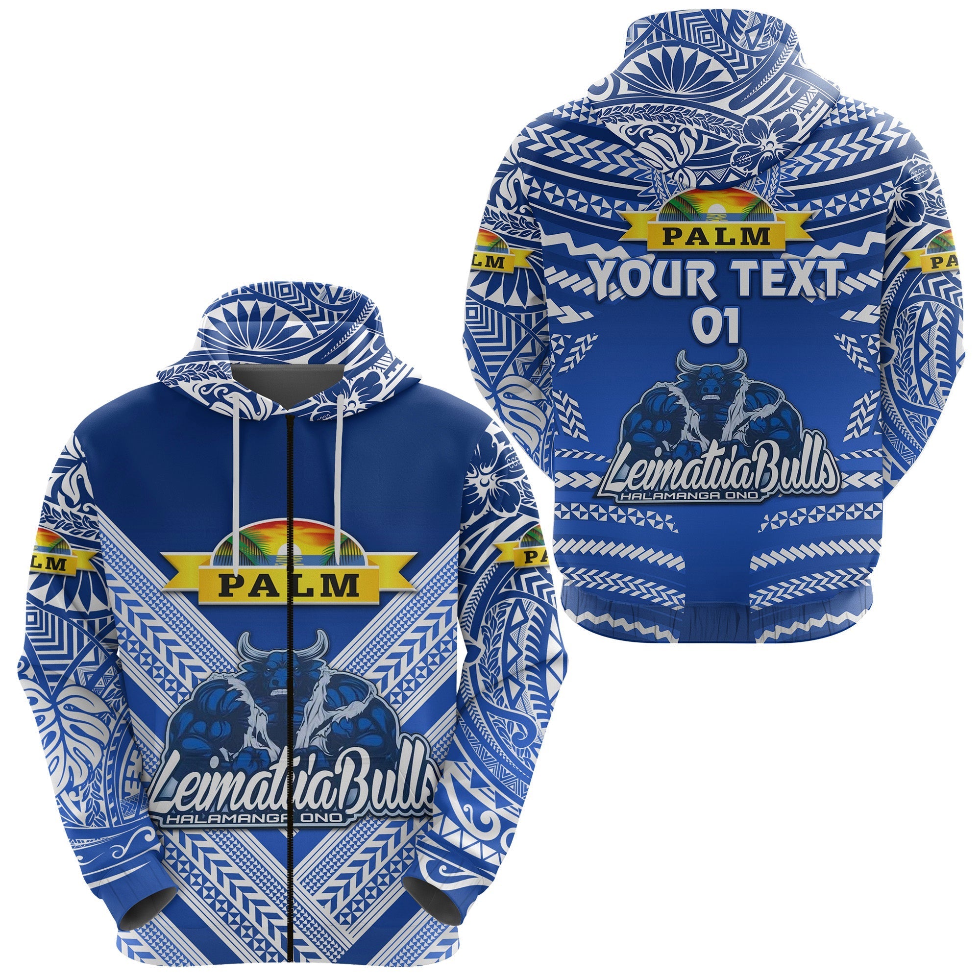 Custom Mate Maa Tonga Zip Hoodie Leimatua Bulls Creative Style Blue, Custom Text And Number LT8 - Wonder Print Shop