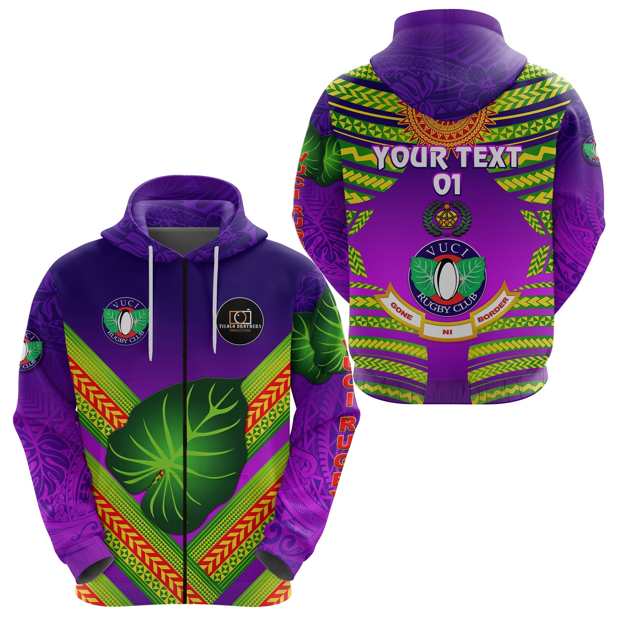 Custom Fiji Vuci Rugby Club Zip Hoodie Creative Style Purple, Custom Text And Number LT8 - Wonder Print Shop