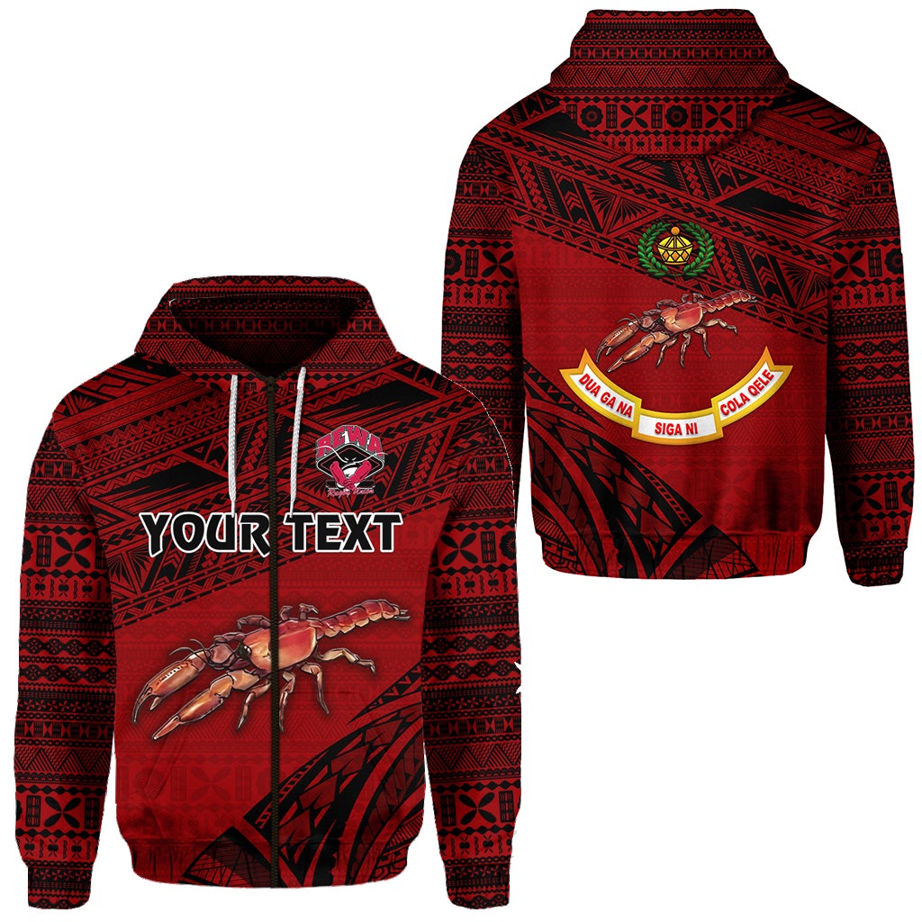 Custom Fiji Rewa Rugby Union Zip Hoodie Special Version Red NO.1 LT8 - Wonder Print Shop