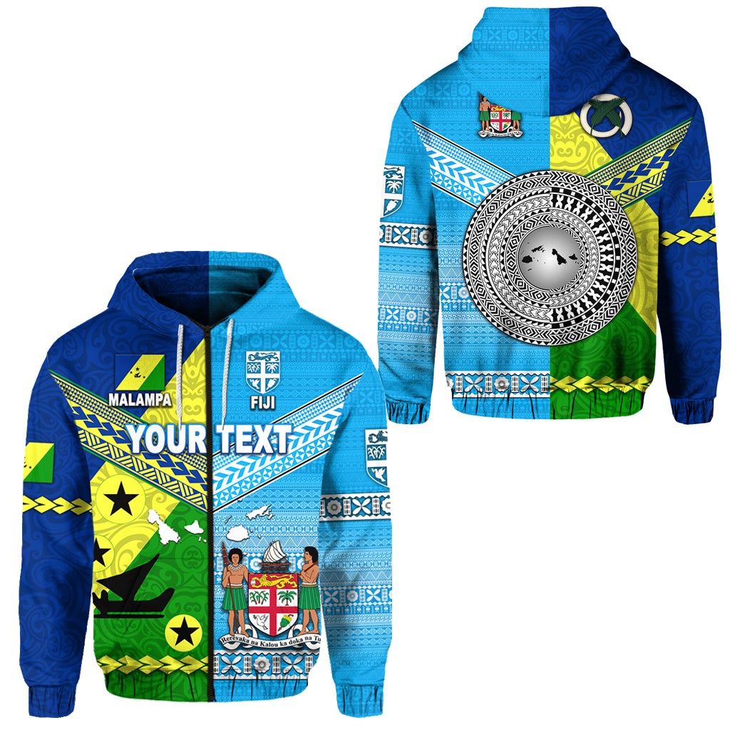 Custom Malampa Province Vanuatu And Fiji Zip Hoodie Together LT8 - Wonder Print Shop