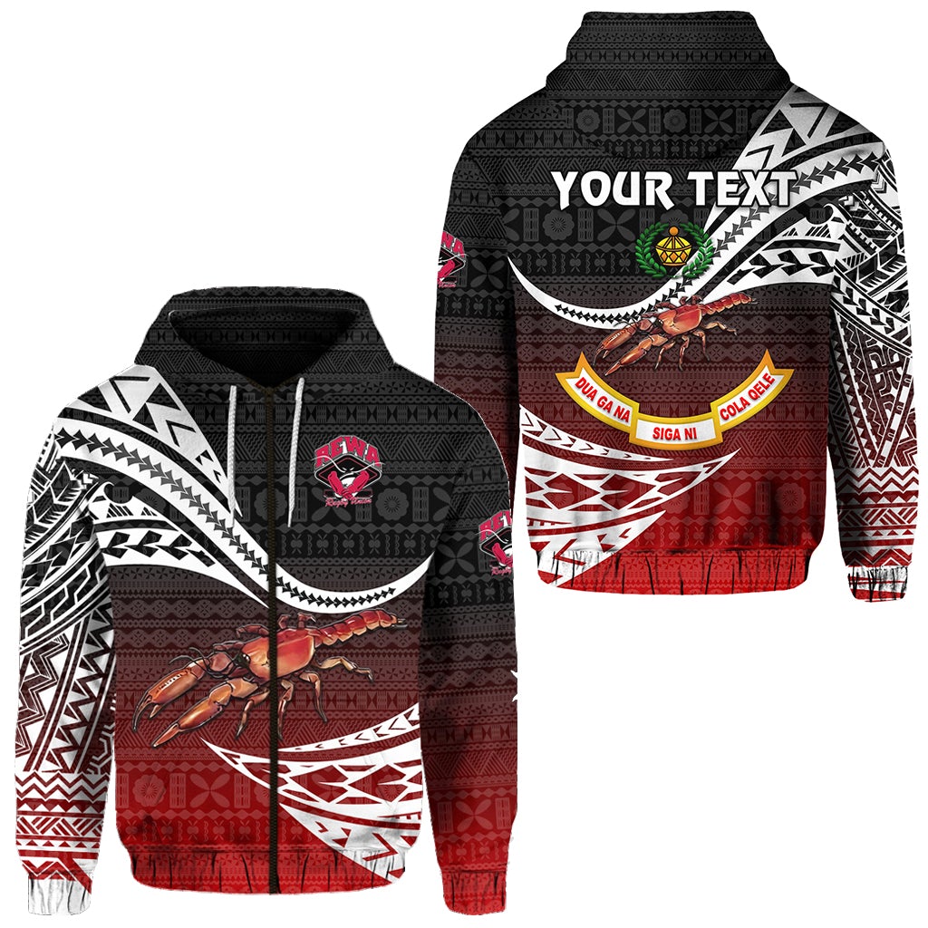 Custom Fiji Rewa Rugby Union Zip Hoodie Unique Version Red LT8 - Wonder Print Shop