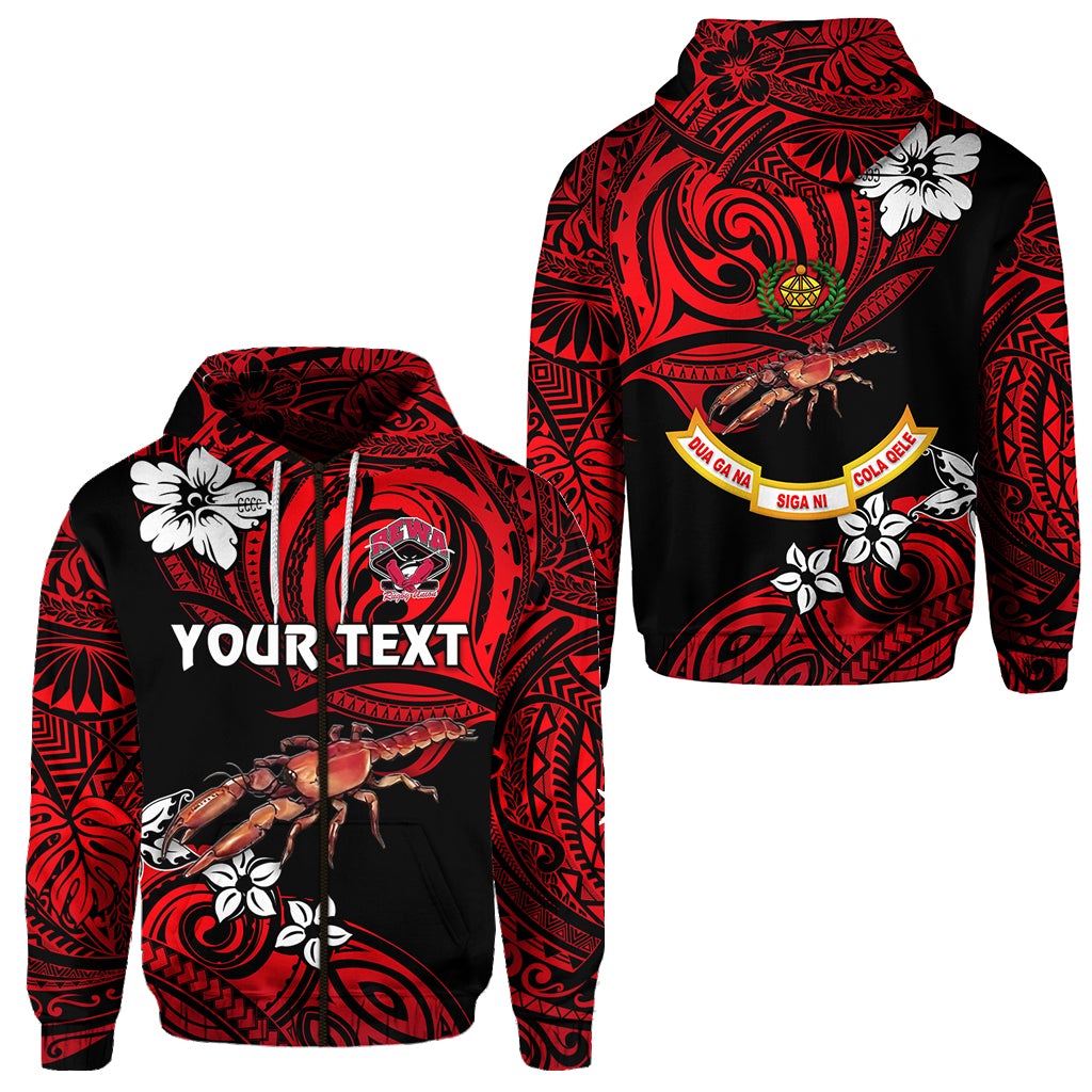 Custom Fiji Rewa Rugby Union Zip Hoodie Unique Vibes Red LT8 - Wonder Print Shop