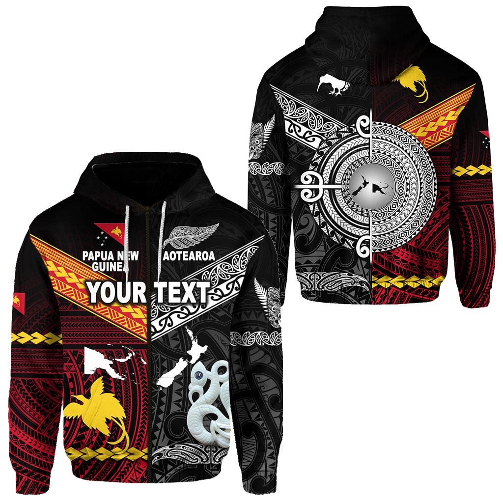 Custom New Zealand Papua New Guinea Zip Hoodie Together LT8 - Wonder Print Shop