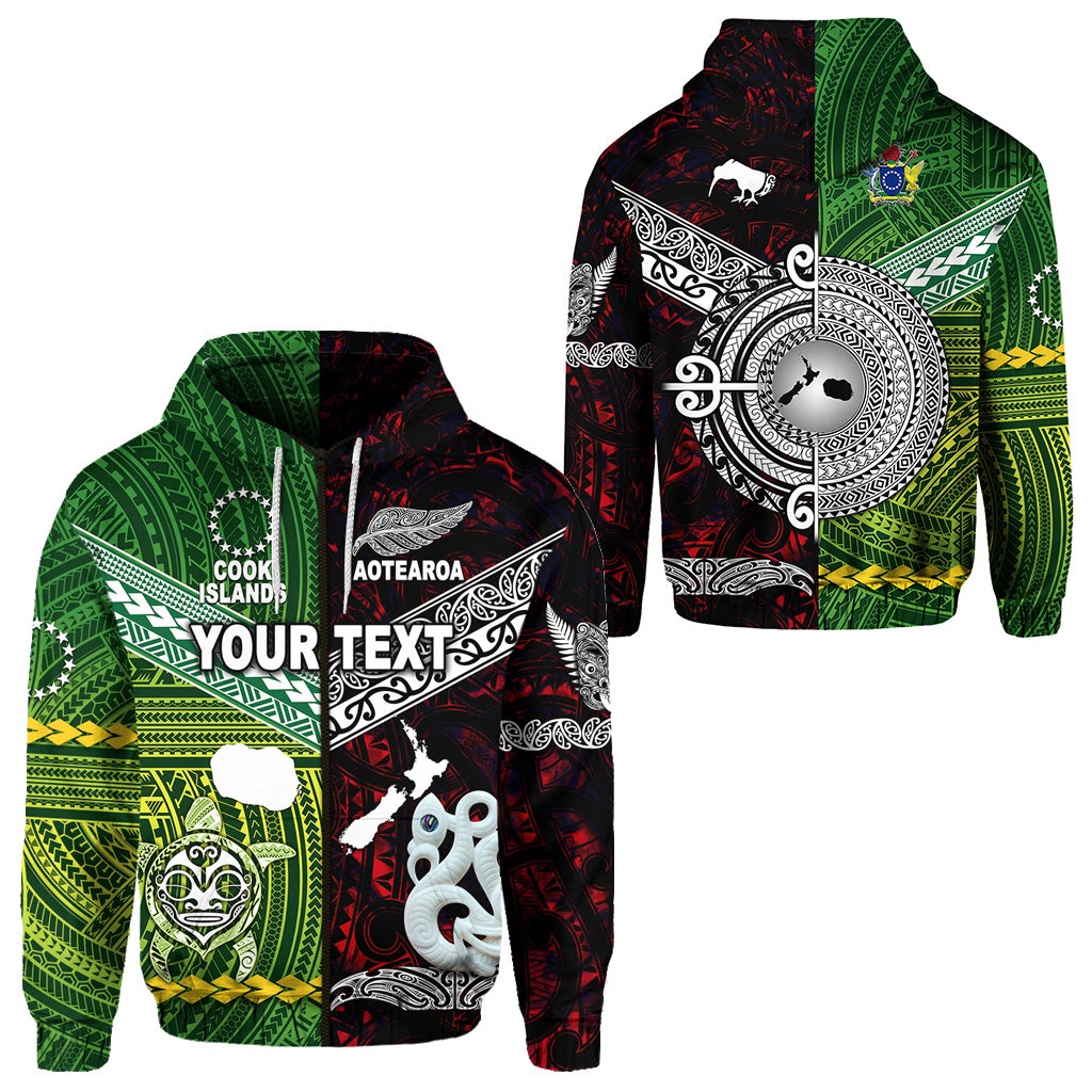 Custom New Zealand Cook Islands Zip Hoodie Together Red LT8 - Wonder Print Shop