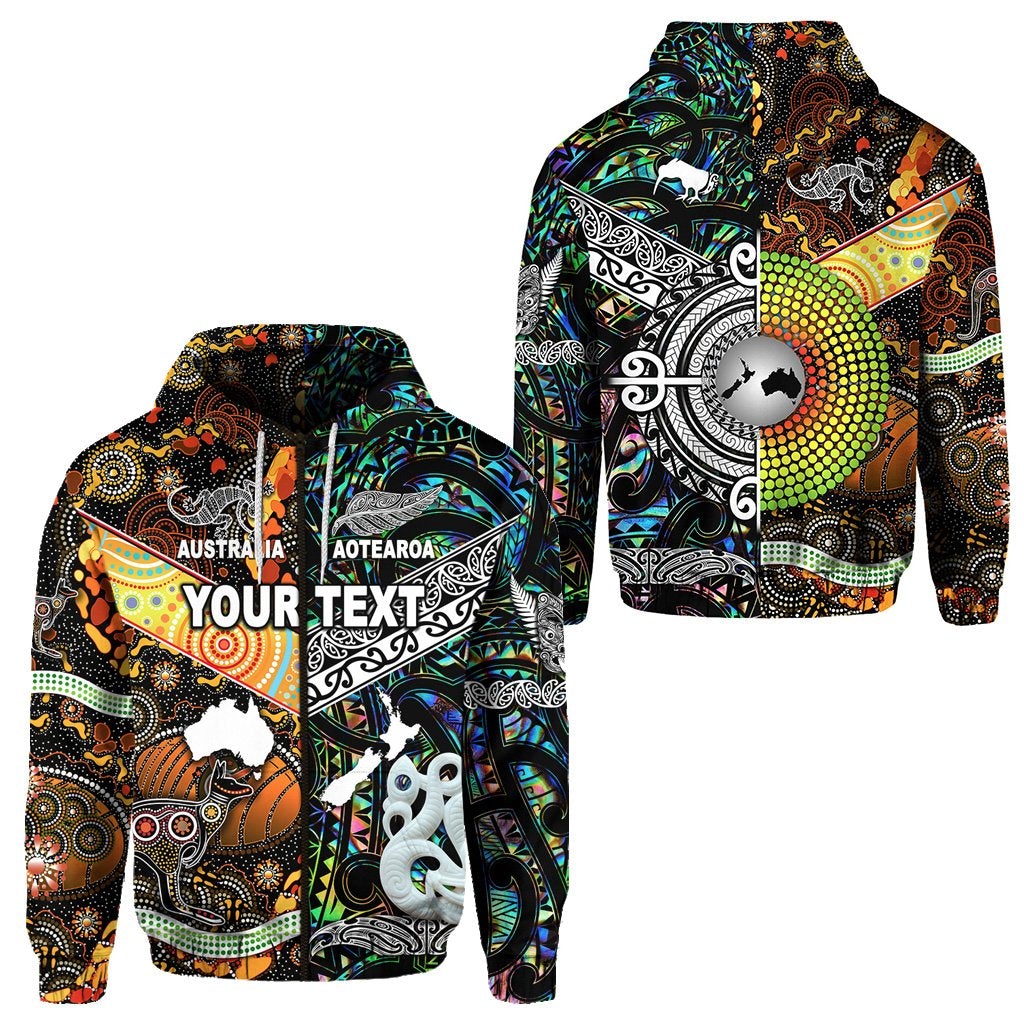 Custom New Zealand Australia Zip Hoodie Together Paua Shell LT8 - Wonder Print Shop