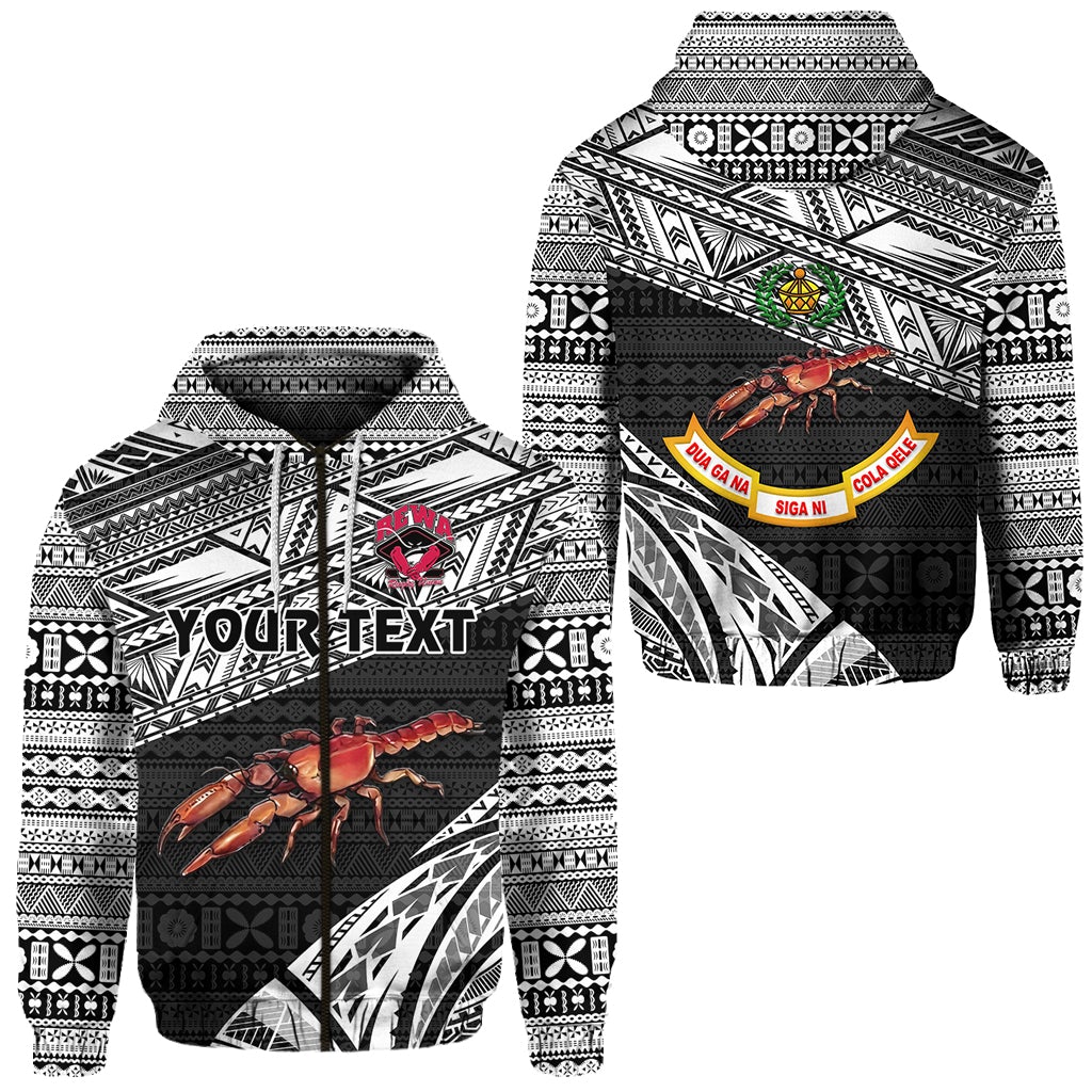 Custom Fiji Rewa Rugby Union Zip Hoodie Special Version Black LT8 - Wonder Print Shop