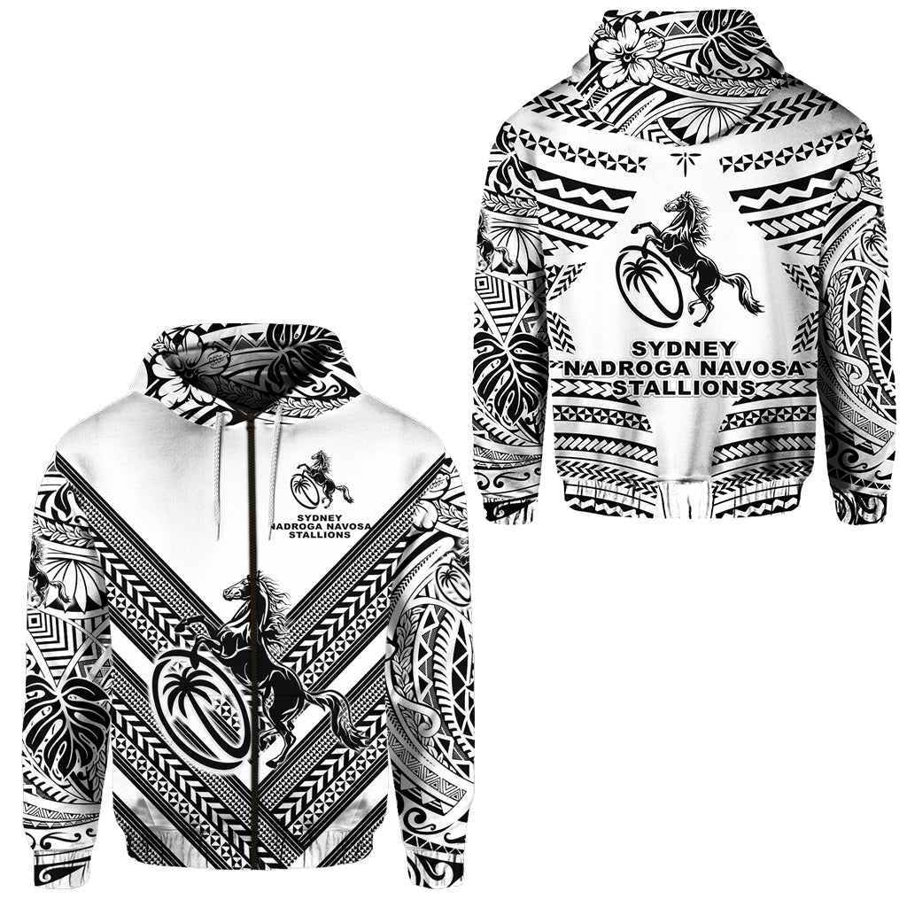 Fiji Rugby Zip Hoodie Sydney Nadroga Navosa Stallions Creative Style White LT8 - Wonder Print Shop