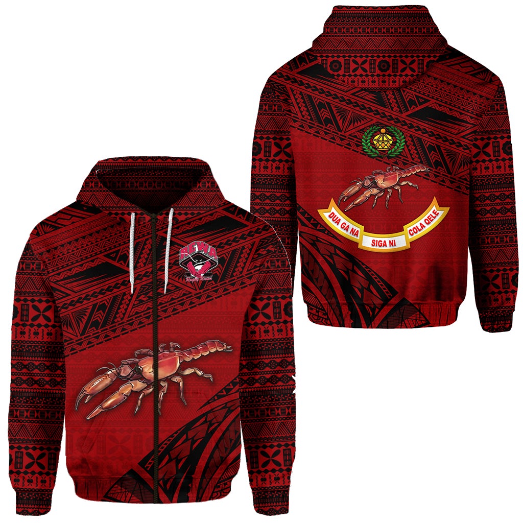 Fiji Rewa Rugby Union Zip Hoodie Special Version Red NO.1 LT8 - Wonder Print Shop