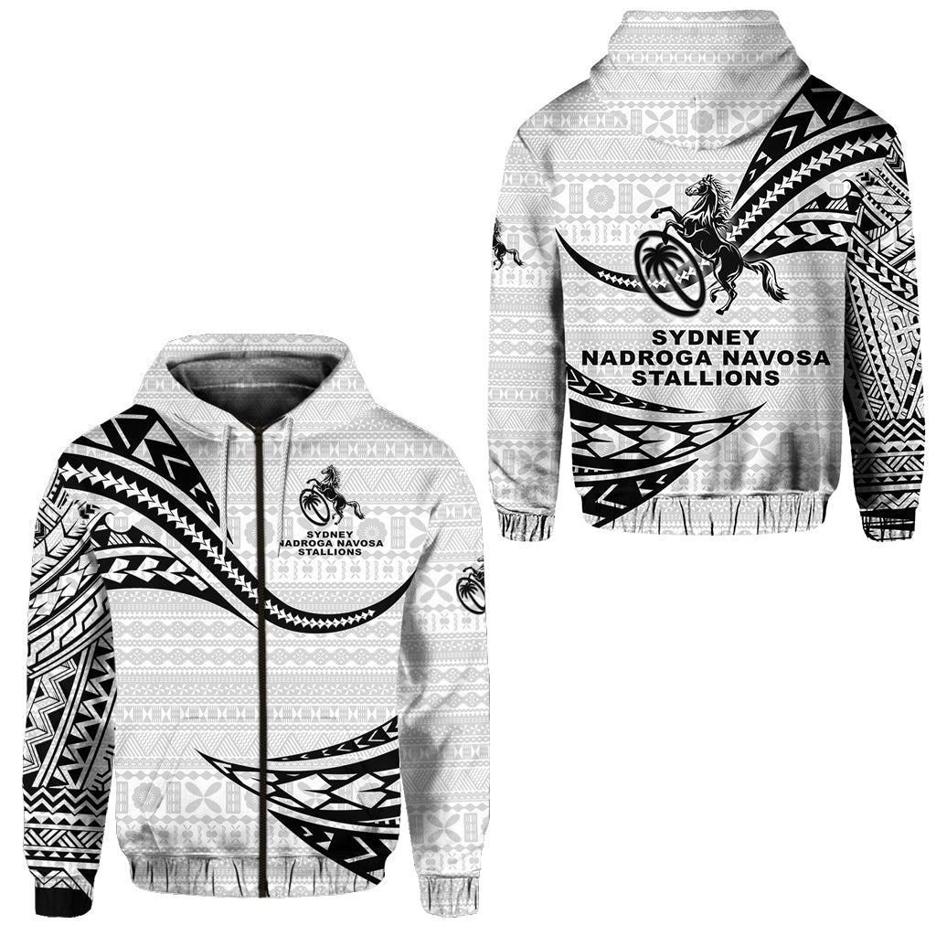 Fiji Rugby Zip Hoodie Sydney Nadroga Navosa Stallions Unique Version White LT8 - Wonder Print Shop