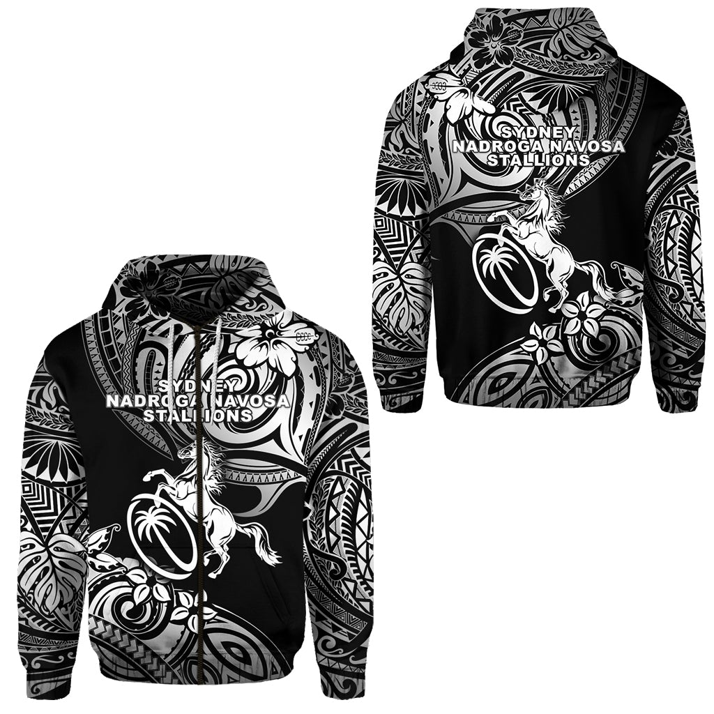 Fiji Rugby Zip Hoodie Sydney Nadroga Navosa Stallions Unique Vibes Black LT8 - Wonder Print Shop