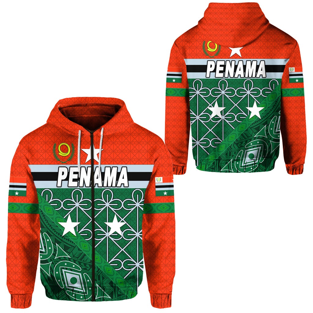 Penama Province Zip Hoodie Vanuatu Pattern Unique Style LT8 - Wonder Print Shop