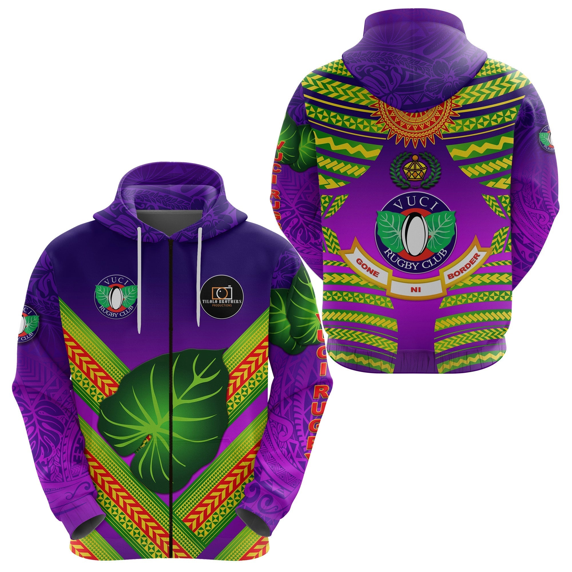 Fiji Vuci Rugby Club Zip Hoodie Creative Style Purple LT8 - Wonder Print Shop