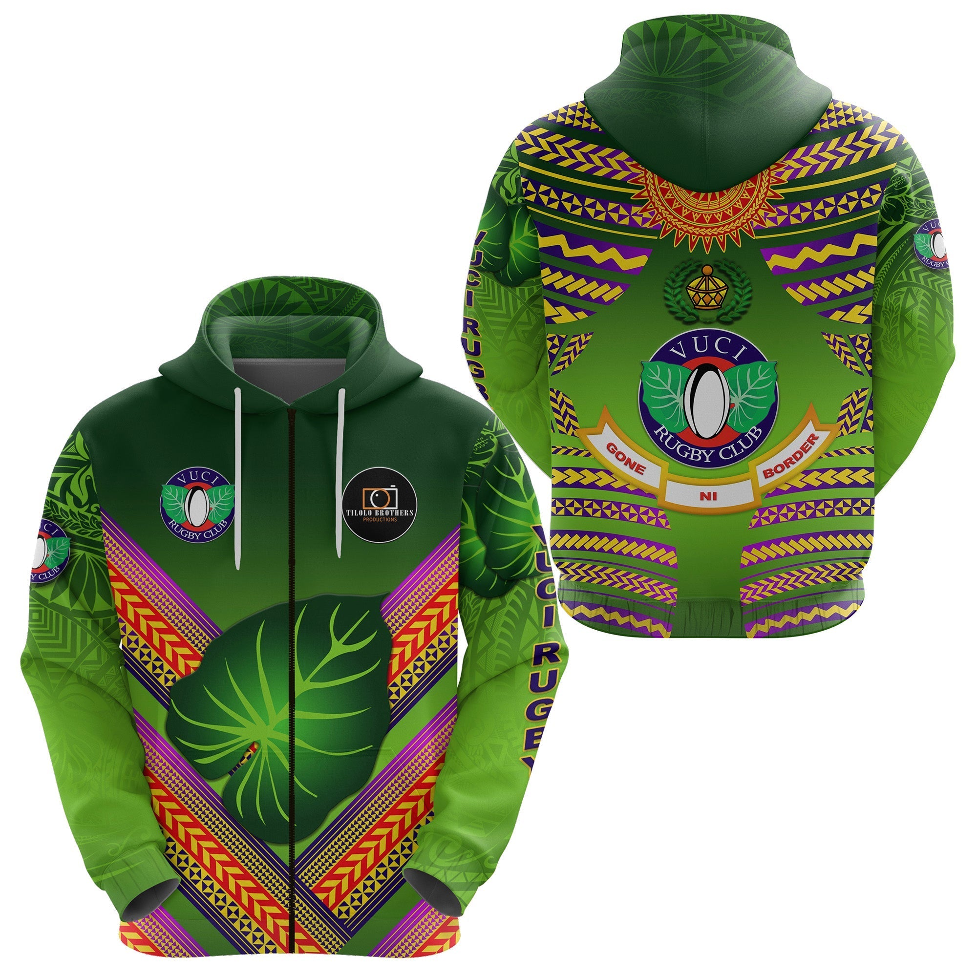 Fiji Vuci Rugby Club Zip Hoodie Creative Style Green LT8 - Wonder Print Shop