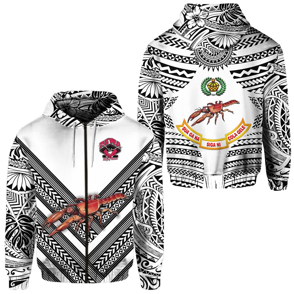 Fiji Rewa Rugby Union Zip Hoodie Creative Style White LT8 - Wonder Print Shop