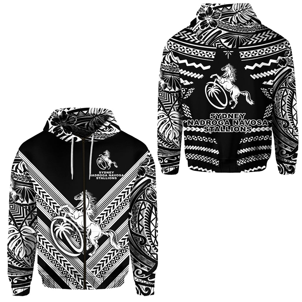 Fiji Rugby Zip Hoodie Sydney Nadroga Navosa Stallions Creative Style Black LT8 - Wonder Print Shop