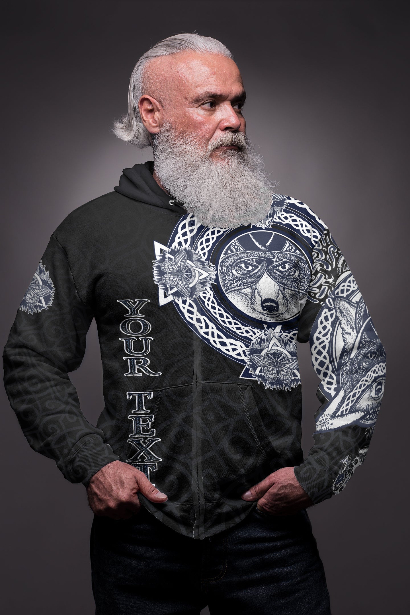 Custom Viking Fox and Butterfly Zip Hoodie Style Celtic RLT12 - Wonder Print Shop