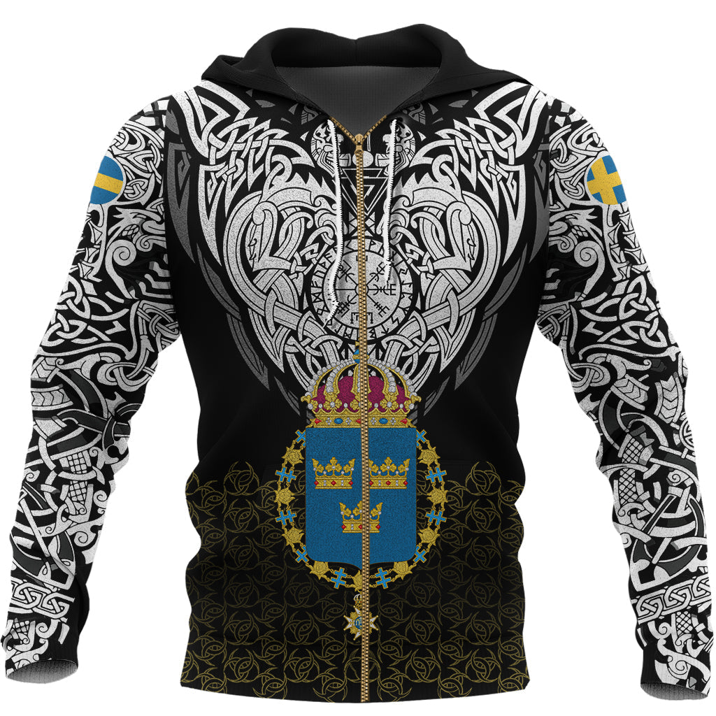 Viking Zip Hoodie - Sweden Viking Symbol RLT12 - Wonder Print Shop