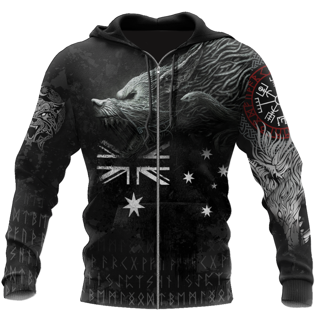 Viking Zip Hoodie - Australia Viking Fenrir RLT12 - Wonder Print Shop