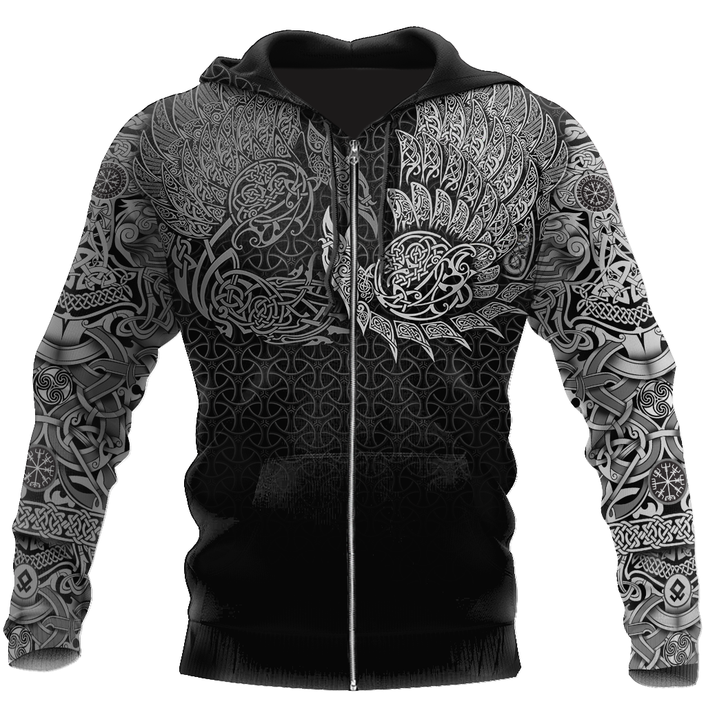 Viking Zip Hoodie - Ravens Of Midgard Version 5 RLT12 - Wonder Print Shop