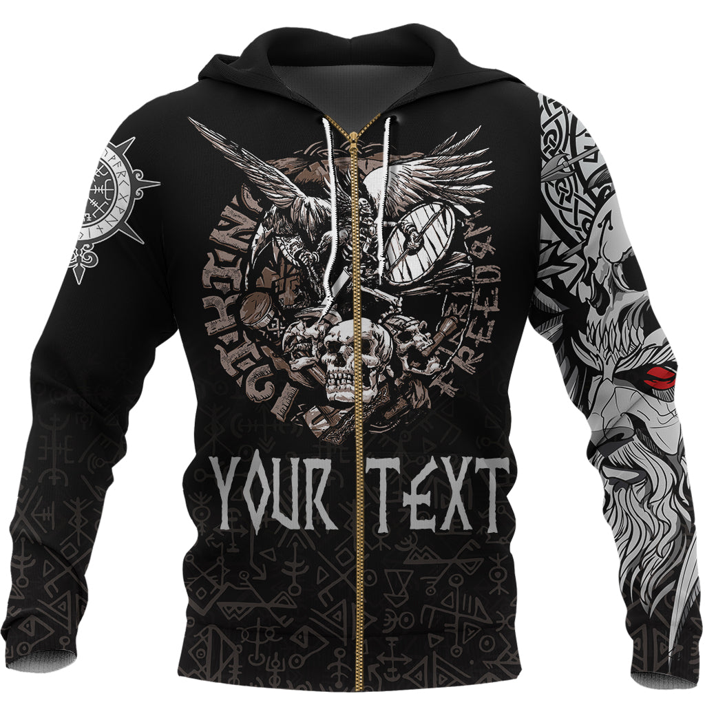 Custom Viking Warrior Zip Hoodie Odin Tattoo RLT12 - Wonder Print Shop