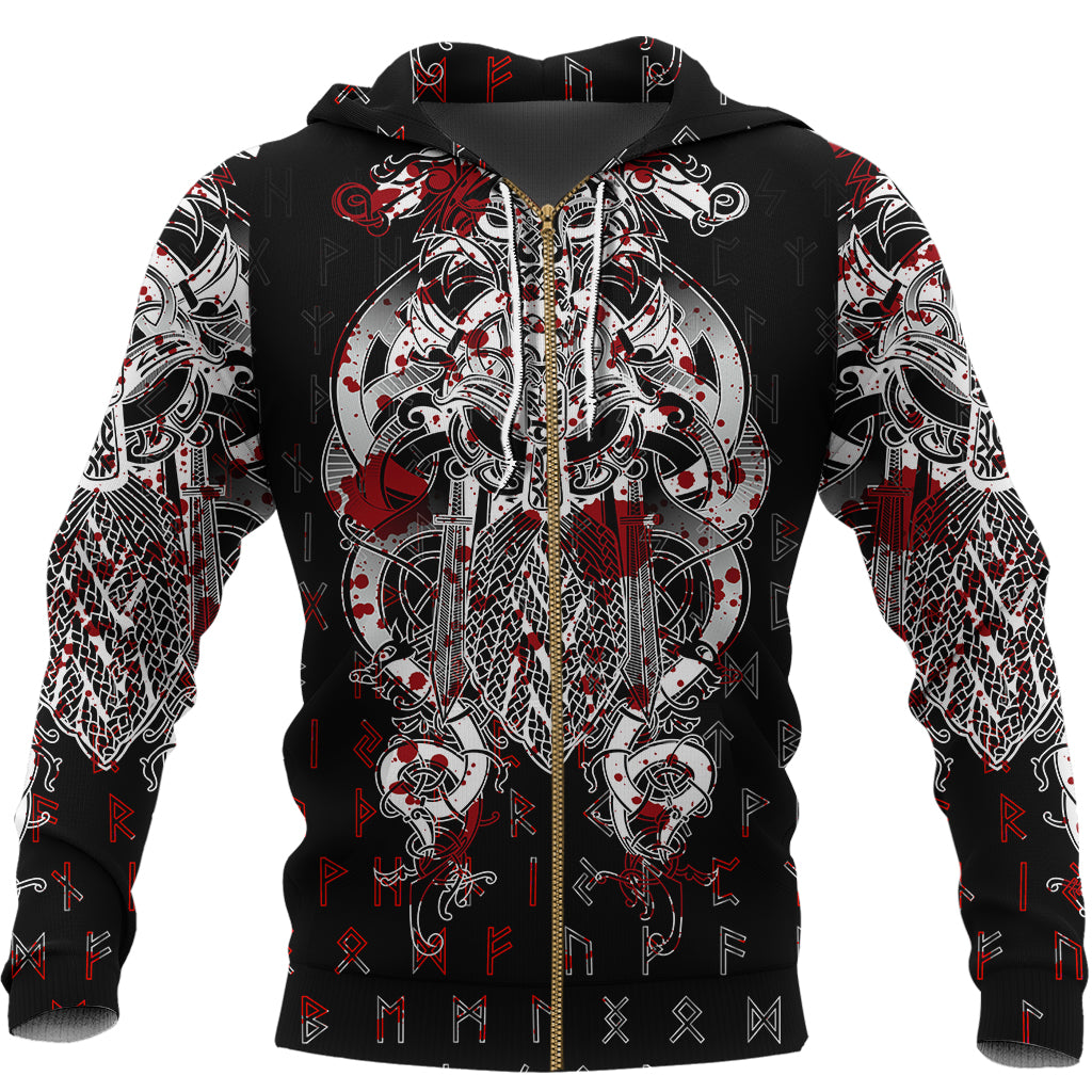 Viking Tyr Tattoo Blood Zip Hoodie RLT12 - Wonder Print Shop