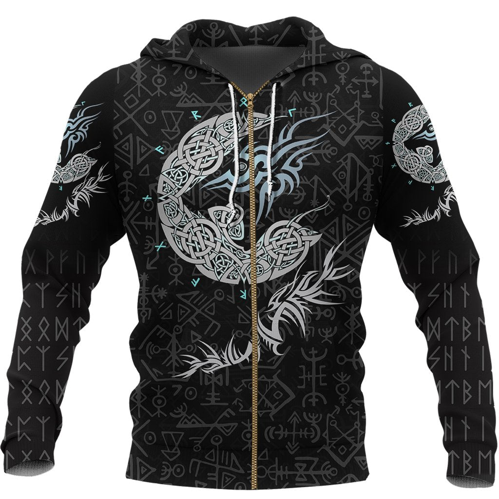 Viking Fenrir Wolf Zip Hoodie RLT12 - Wonder Print Shop