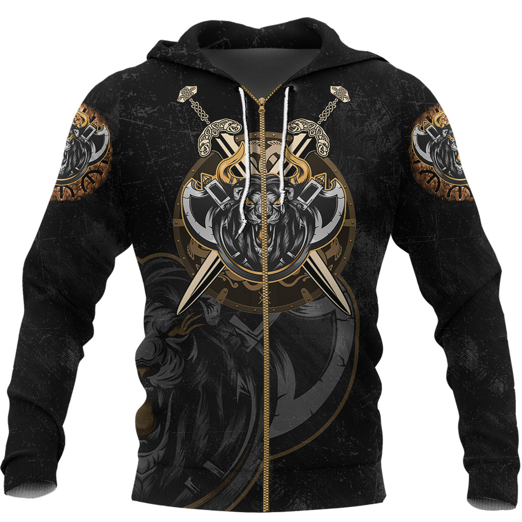 Viking Zip Hoodie - Viking Lion RLT12 - Wonder Print Shop