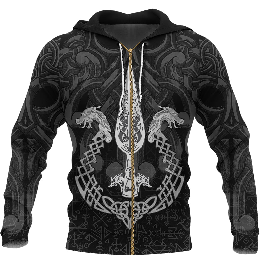 Viking Zip Hoodie - Gungnir Of Odin and Drakkar RLT12 - Wonder Print Shop