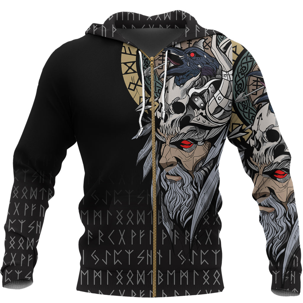 Custom Viking Zip Hoodie Viking Odin Raven RLT12 - Wonder Print Shop