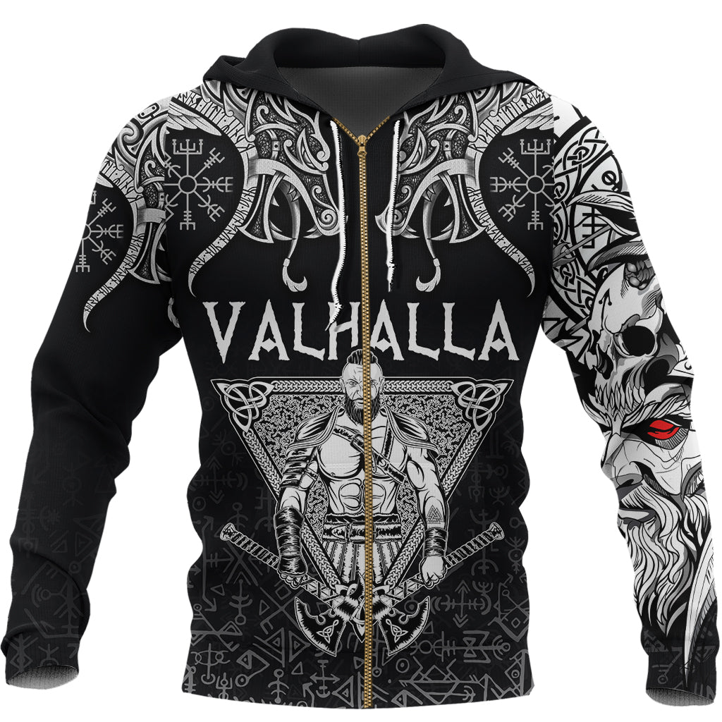 Custom Viking Zip Hoodie Warrior Valhalla And Doulbe Dragon RLT12 - Wonder Print Shop