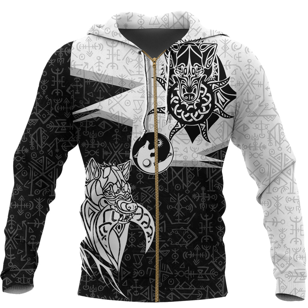 Viking Zip Hoodie - Skoll and Hati New Style RLT12 - Wonder Print Shop