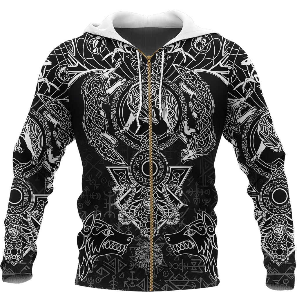 Viking Zip Hoodie - Fenrir and Skoll and Hati RLT12 - Wonder Print Shop